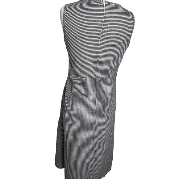 Blue White Pin Striped Large Summer Dress Midi Lightweight Pockets Y2K - Picture 7 of 12